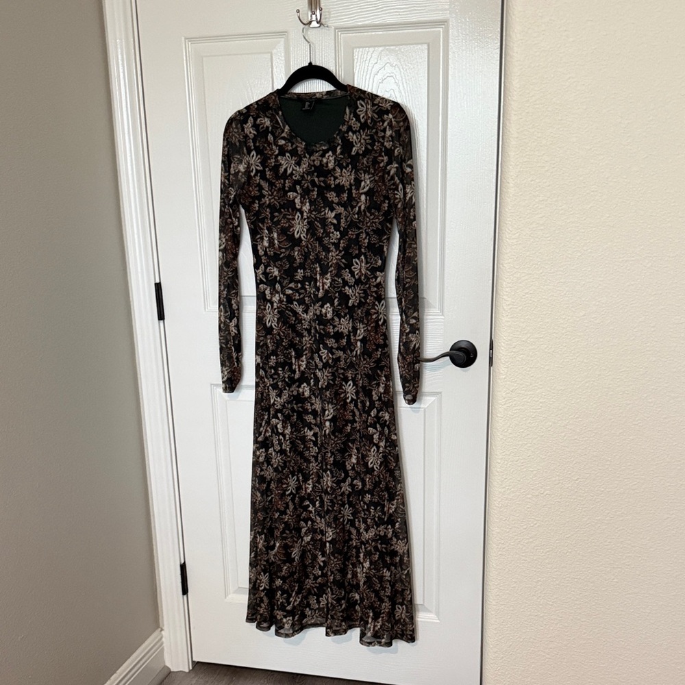 Rachel Zoe Long Sleeve Black Floral Maxi Dress
